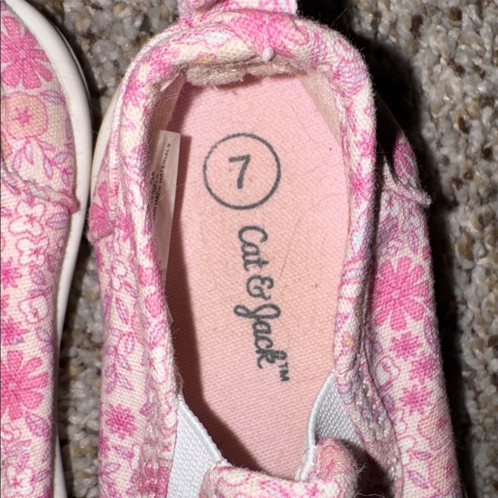 Cat & Jack Pink Floral Slip-On Sneakers - Picture 2 of 3
